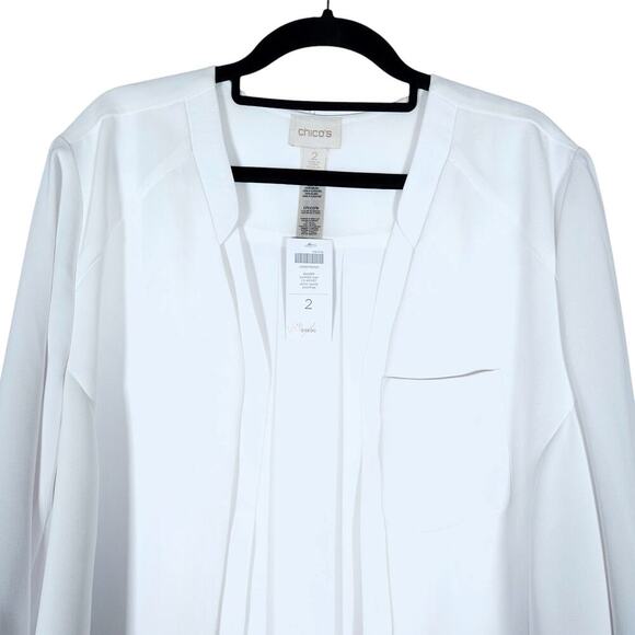 Chicos Womens Blazer 2 White Lightweight Vintage Jacket Clean Girl Classic Fit - Picture 2 of 13